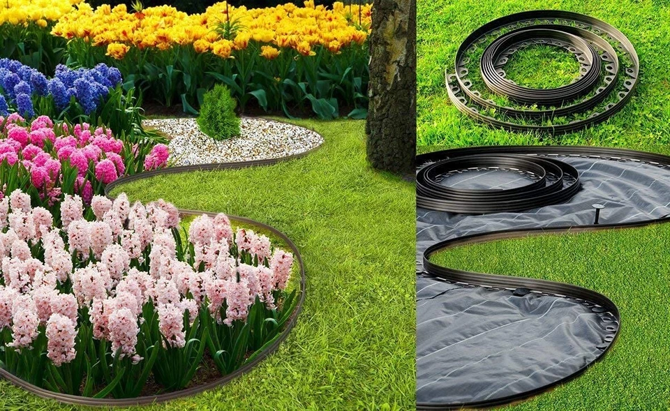 10 - 50 Metre FLEXIBLE GARDEN BORDER GRASS LAWN PATH EDGING WITH PLASTIC PEGS - Image 4 of 4