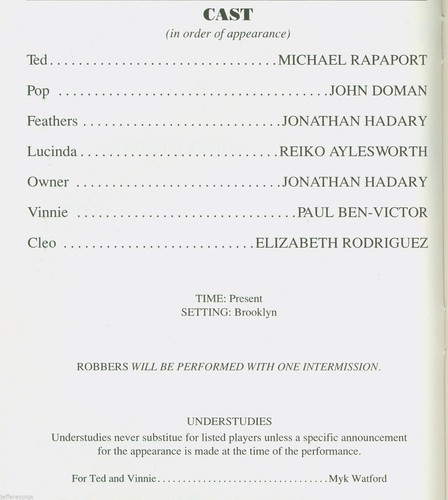 Playbill + Robbers + Jonathan Hadary , Michael Rappaport , Elizabeth Rodriguez - Picture 3 of 4