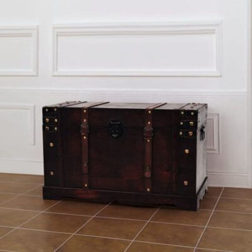 Armario de almacenamiento vintage Treasure cofre madera marrón caja baúl vidaXL - Imagen 8 de 9