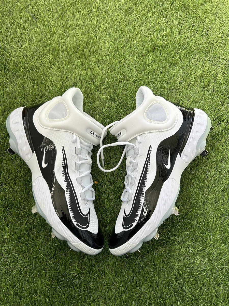 NIKE MENS ALPHA HUARACHE ELITE 4 WHITE BLACK METAL BASEBALL  display picture 3