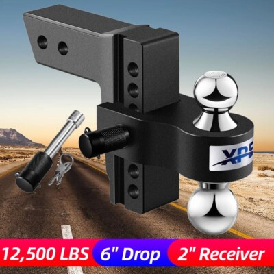 #ad 2#x27;#x27; Receiver 6#x27;#x27; Drop Rise Adjustable Trailer Tow Hitch Dual Ball W Lock 12500lb $99.59