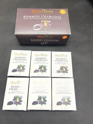Pack of 6 - SheaOlein Activated Bamboo Charcoal Deep Cleanse Detoxifying Soap