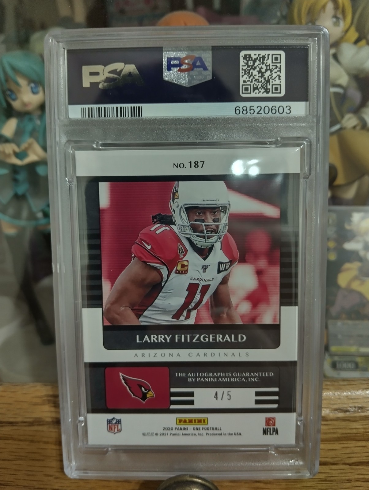 2021 Larry Fitzgerald Auto Panini One  /5 PSA 9 view 2