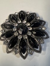 Large Black Rhinestone Flower Belt Buckle Crystal Western Statement Buckle