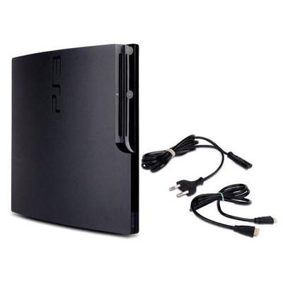Ps3 Konsole Slim 320 Gb Modell Cech-2504B In Schwarz Mit Kabeln