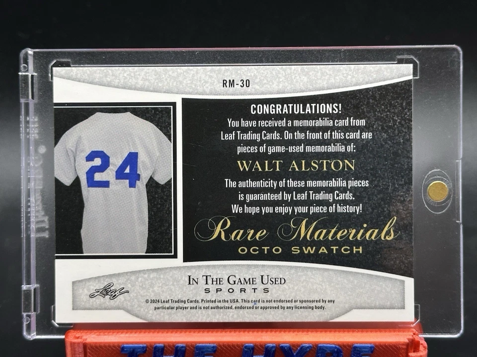 4/4 WALT ALSTON Octo Swatch SP 2024 Hoja en el Juego Usado 3 Colores Reliquia Dodgers Foto 2 de 2