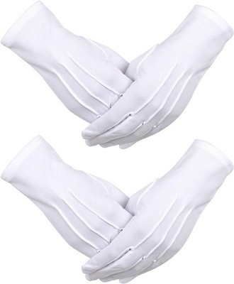 2 Pairs White Gloves Formal Men Women Tuxedo Cotton Gloves for Parade  Usher Chu