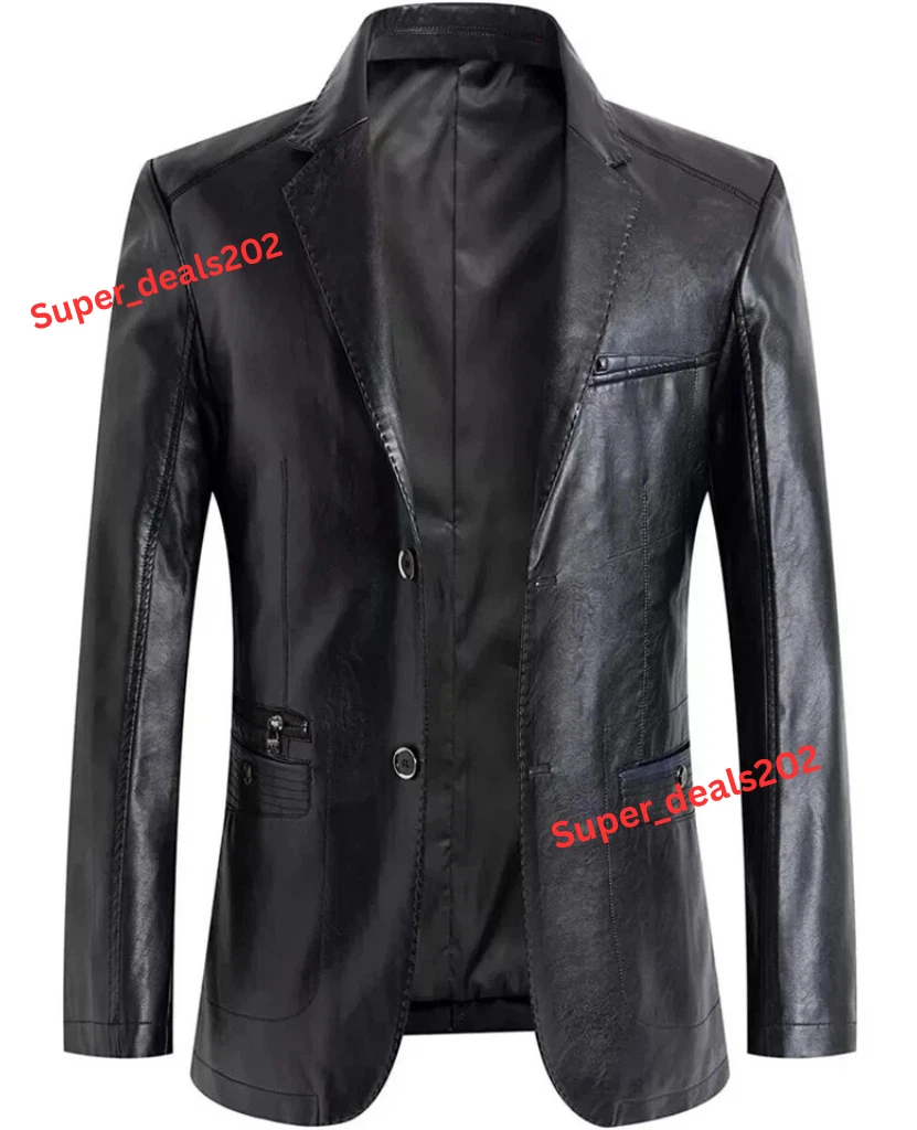 Men's Soft Handmade Lambskin Leather Blazer Black Formal Stylish Fashion Jacket