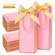15 PCS Wine Gift Bags with Bow Double Handle Kraft Paper Bags for Wine Bottle...
