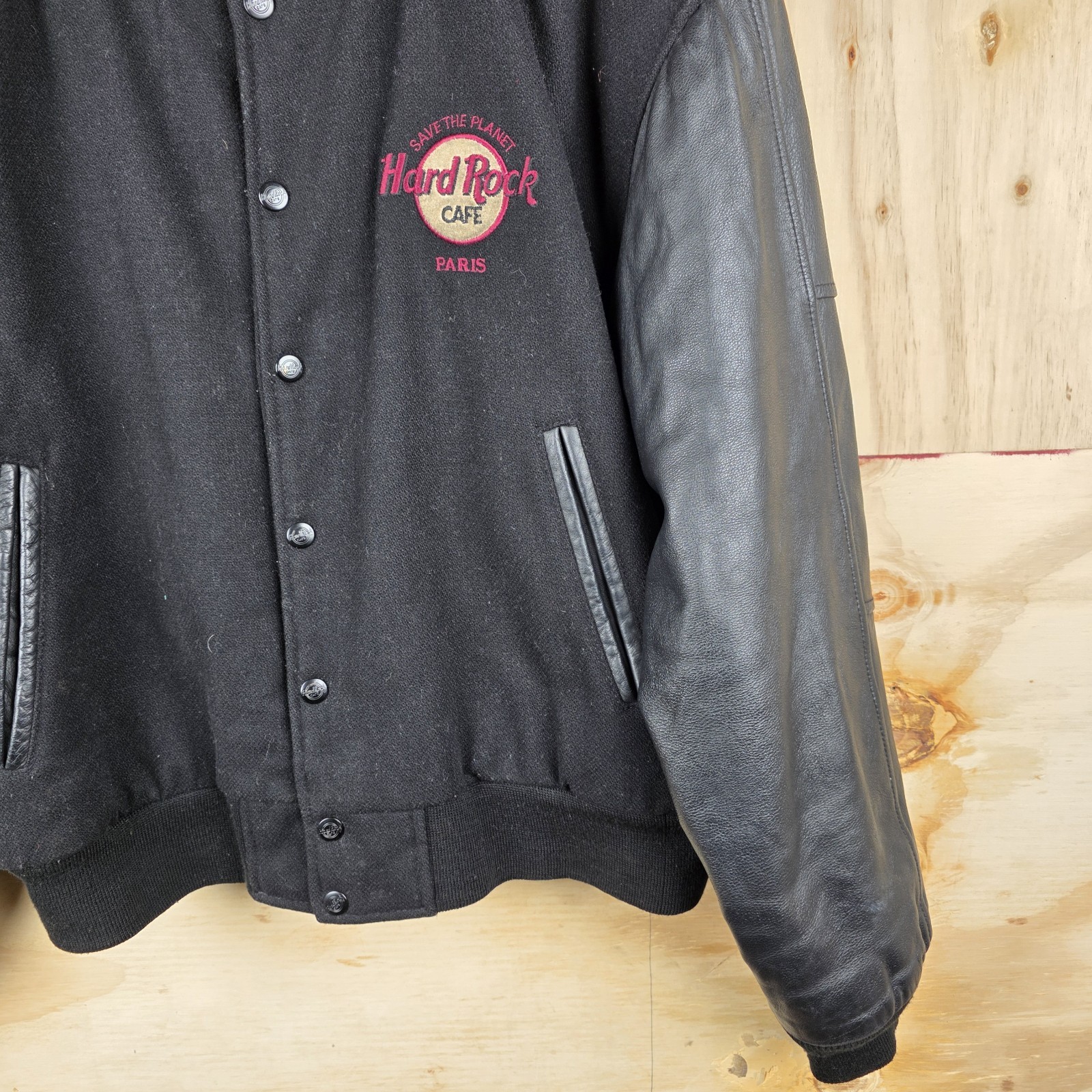 Vintage Hard Rock Cafe Varsity Jacket  Large Leather Wool Vintage 1990s image 4