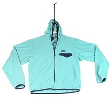 Patagonia Kids Fleece Jacket Hooded full zip Green Purple Accents Size XXL 16-18