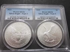 2021 $1 Type 1 and Type 2 Silver Eagle Set PCGS MS70  first day issue.