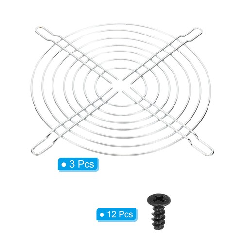 3pcs 150mm Fan Grill with Screws Metal Ventilator Grills Cover Silver Tone - Afbeelding 3 van 5