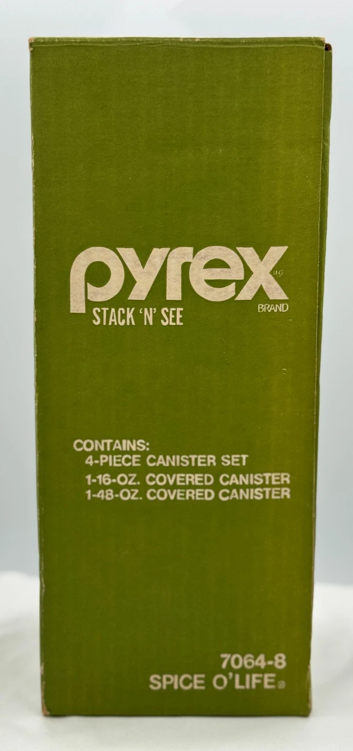 Vintage Pyrex 4 PC Stack 'n' See Spice O' Life Canister Set - NEW - 16 OZ 48 OZ
