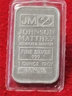 1 TROY OZ 999.0 SILVER INGOT JM JOHNSON MATTHEY SER#A674156        #T1867