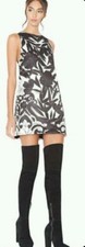 Alice + Olivia Sleeveless Shift Dress Black & White Floral Print /Lined SZ 0 NWT