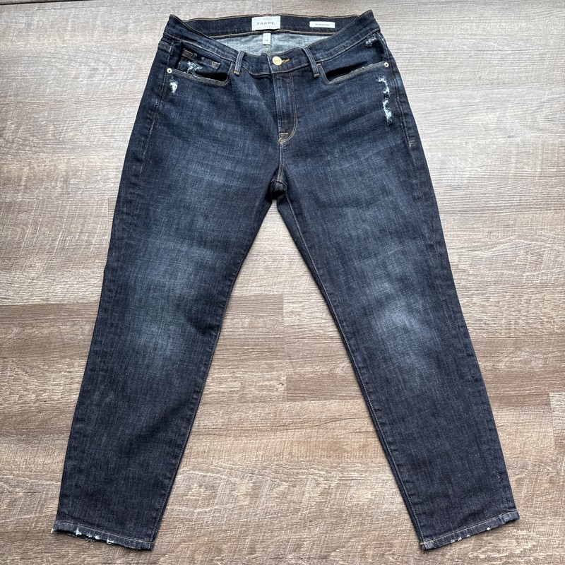 FRAME Le Garcon Crop Slim Boyfriend Jeans Covant Wash Distressed md in USA sz 28