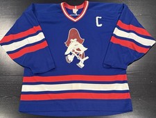 Game Worn Cleveland Barons #5 AHL Hockey Jersey Used Yosemite Sam M Fight Strap