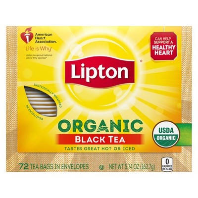 Lipton Tea Bags For a Iced or Hot Organic Black 72 Count (Pack of 1)