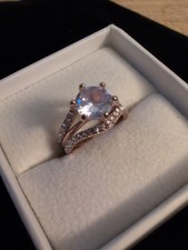 Sterling Silver 925 Size 6 Austrian Silver Crystal Quartz Ring