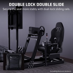 Hottoby Racing Sim Cockpit 4080 Aluminum With Black Seat & TV Stand Fit Logitech