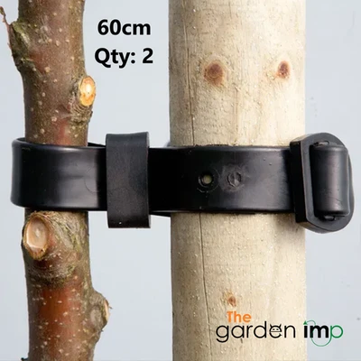 THE GARDEN IMP Tree Ties Buckle Adjustable Strap Soft Strong Secure Plant Stake Support 60cm x2