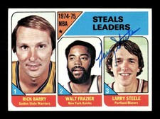 1975-76 Topps Leaders #6 Larry Steele signed autograph  crisp blue sig, centered