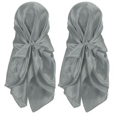 2Pcs 35 Inch Square Satin Head Scarf Silk Feeling Hair Scarf, Dark Grey