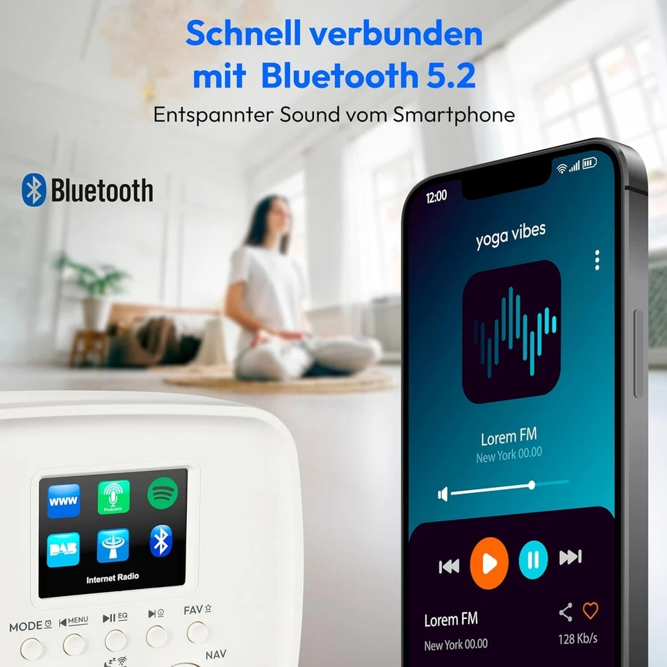 MEDION Internetradio DAB+ IRE-1 – WLAN, Bluetooth, Spotify Connect, Weiß - Bild 4 von 4