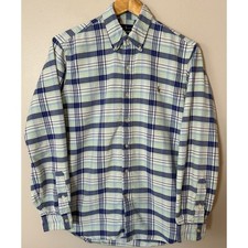 Ralph Lauren Shirt Mens Medium Blue Plaid Classic Fit Cotton Button Down Preppy