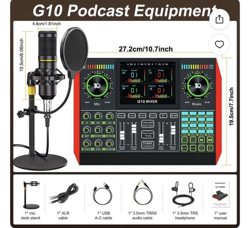 $100 Off G10 Audio Bundle Podcast Equipment Live Sound Card Streaming, G10-D Gab