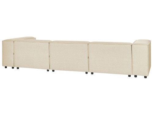 Divano moderno ad angolo modulare a 3 posti in lino con ottomana Beige Aprica - Foto 5 di 12