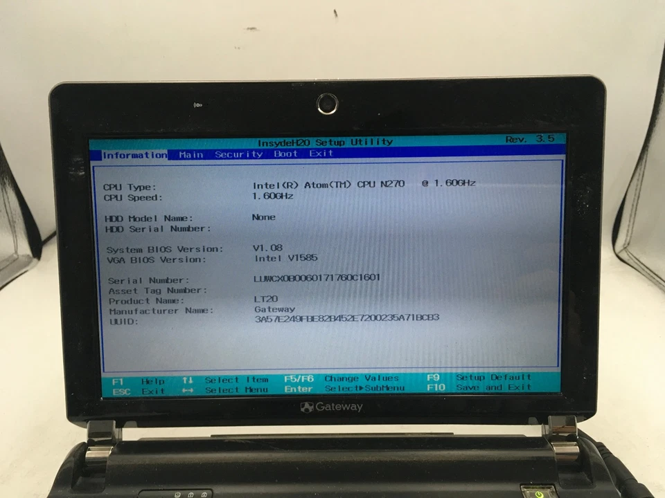 GATEWAY XF KAV60 - BOOTS TO BIOS - INTEL ATOM N270 - 1GB RAM - 10" -READ DESC-BB - Image 2 of 4