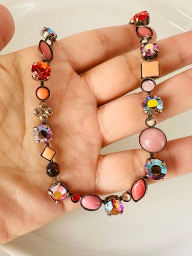 Vintage Sorrelli multicolored rhinestone necklace 18” - Picture 3 of 9