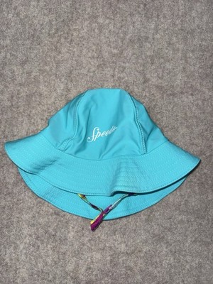 Speedo Toddler Girls S/M Sun Swim Hat With Strap UV 50 Block The Burn Teal