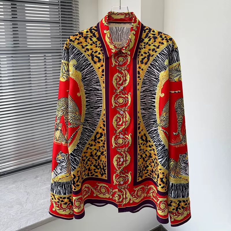 Button Down Shirt Men Fashion Luxury Royal Shirt Men Fashion Digital Party Shirt-image