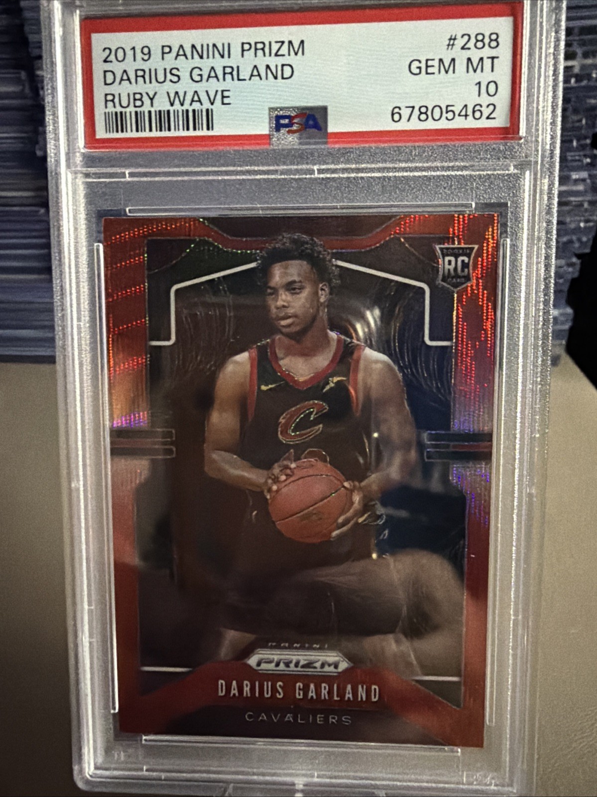 2019-Panini Prizm Darius Garland #288 Ruby Wave Rookie GEM-MT PSA 10 Cavaliers