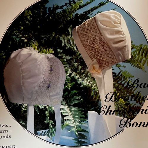 Christening Bonnet Vintage English Smocking Pattern For Boys Leaflet - Picture 2 of 2