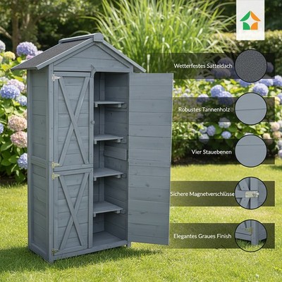Werkzeugschrank aus Holz, ca. 88 x 45,5 x 168 cm, grau