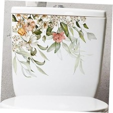Green Leaves Toilet Lid Cistern Stickers - Floral Bathroom Self-Adhesive DIY