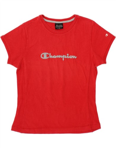Champion Damen Grafik T-Shirt Oberteil UK 14 Medium rot Baumwolle JW04