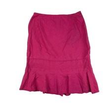 Pink Linen Blend Ruffle Midi Skirt 10 Summer Chic Bohemian Y2K Feminine Fairy