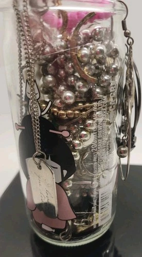 Mystery Jewelry Jar, Mixed Jewelry Vintage-Now Costume Jewelry Charms, Earrings