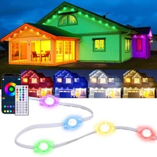 50ft Permanent Outdoor RGB Lights with App Smart LED String Light Remote Cont...