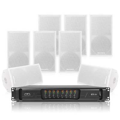 Sound Town Speaker Set 8 x Installation Speakers+One 8-Ch Amplifier (ETI8X112W)