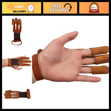 Three Finger Archery Gloves - Brown Hand Protection for Bow Shooting & Target Pr