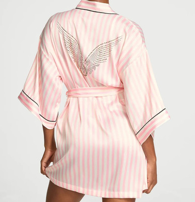 Victoria s Secret Fashion Show 2025 Rhinestone Angel Wings Robe Stripe M/L NWT
