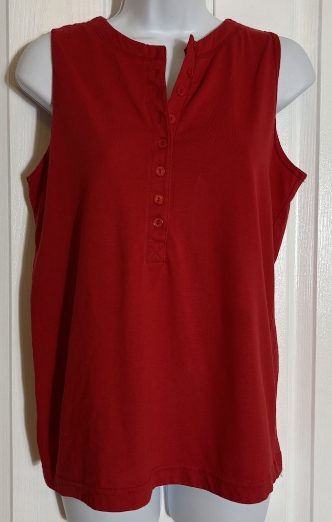 Vintage Basic essentials Red Sleeveless Button Ta… - image 1