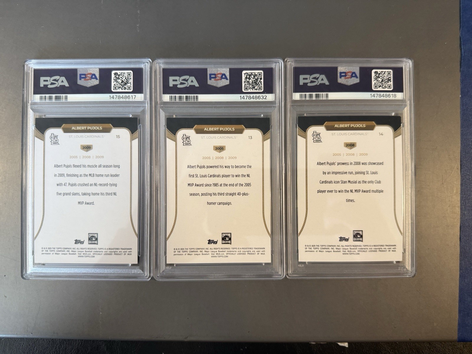 2025 Topps Welcome To The Club Albert Pujols PSA Lot Stardust /25 /50 Cardinals view 2