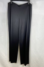 Theory Women's Black Clean Wide Leg Crepe Satin Trousers Size 8